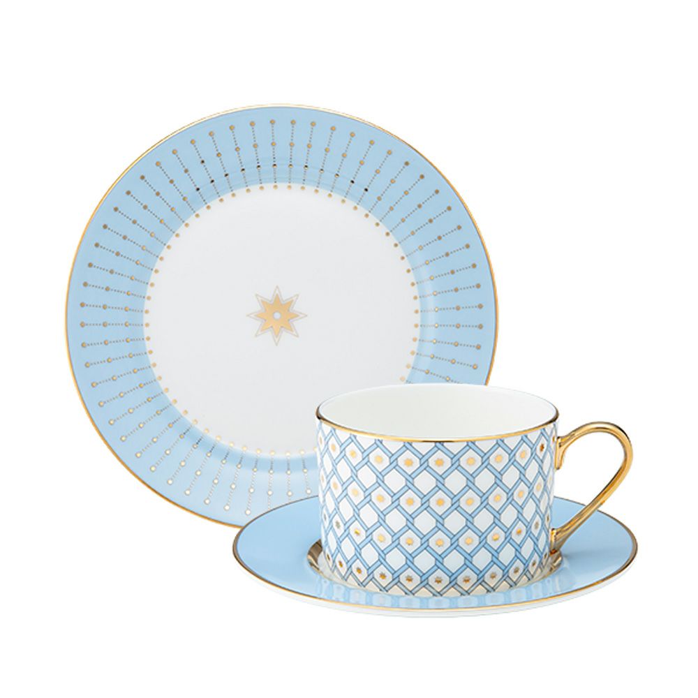 ロシア食器 インペリアル・ポーセリン アズール（スカーレット） トリオセット ※プレートのサイズは20cm※