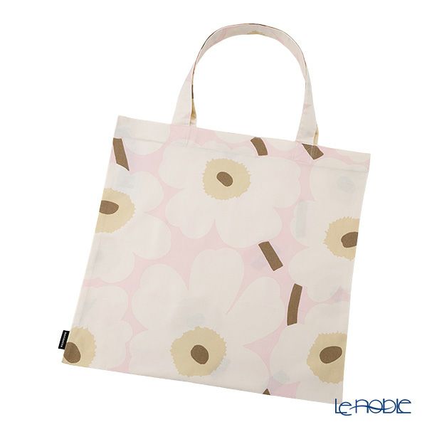 マリメッコ（marimekko） Pieni Unikko ピエニ ウニッコ ファブリックバッグ 43×43cm ピンク×オフホワイト×サンド 075335-315／26SS