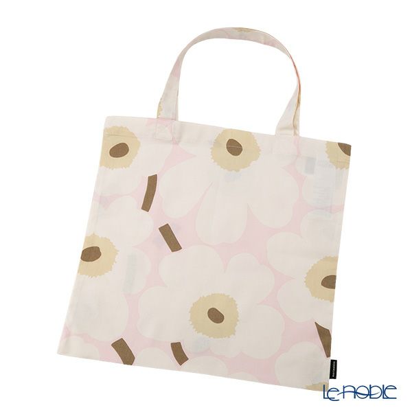 マリメッコ（marimekko） Pieni Unikko ピエニ ウニッコ ファブリックバッグ 43×43cm ピンク×オフホワイト×サンド 075335-315／26SS
