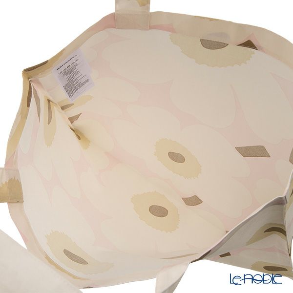 マリメッコ（marimekko） Pieni Unikko ピエニ ウニッコ ファブリックバッグ 43×43cm ピンク×オフホワイト×サンド 075335-315／26SS