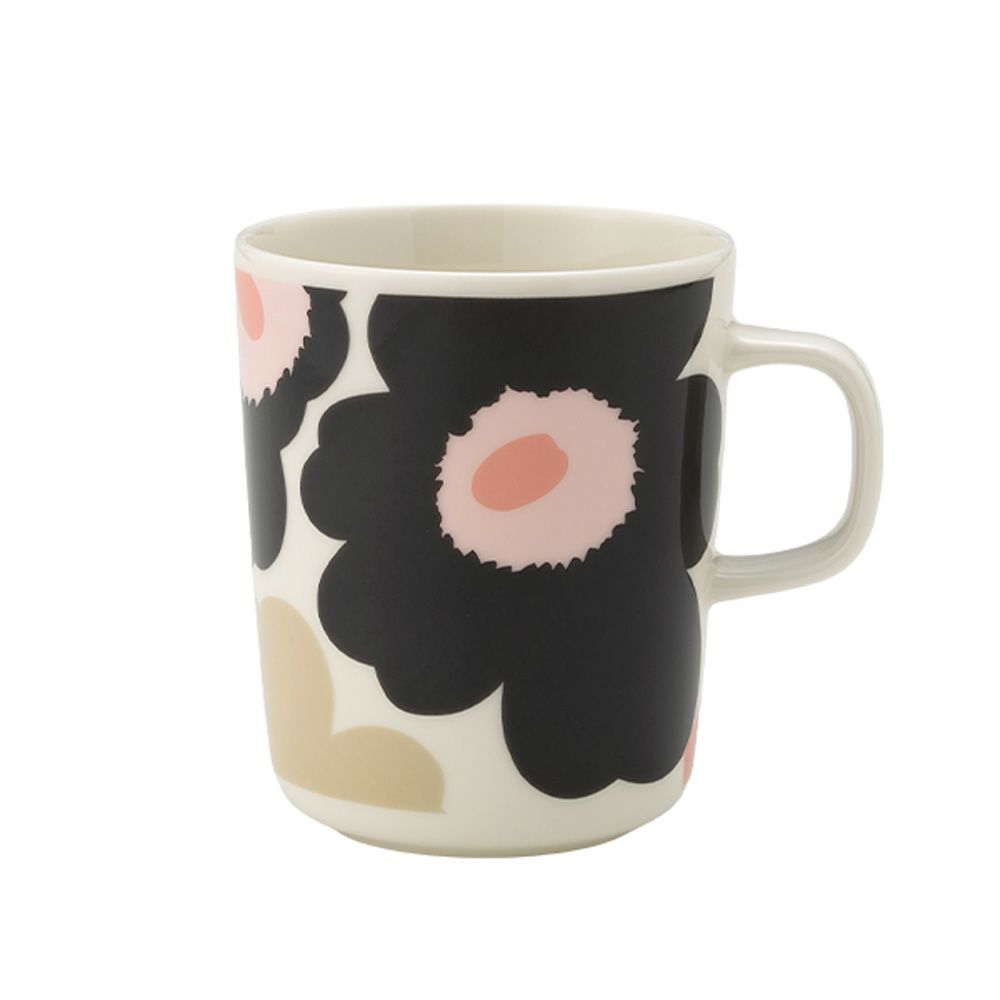 マリメッコ（marimekko） Unikko ウニッコ／けしの花 マグカップ250ml ホワイト×チャコール×ピンク 075266-198／26SS