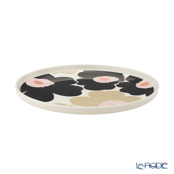 マリメッコ（marimekko） Unikko ウニッコ／けしの花 プレート 20cm ホワイト×チャコール×ピンク 075265-198／26SS