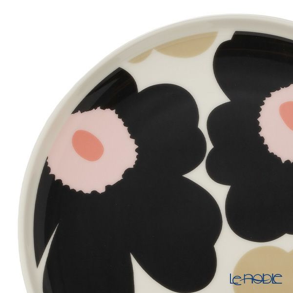 マリメッコ（marimekko） Unikko ウニッコ／けしの花 プレート 20cm ホワイト×チャコール×ピンク 075265-198／26SS