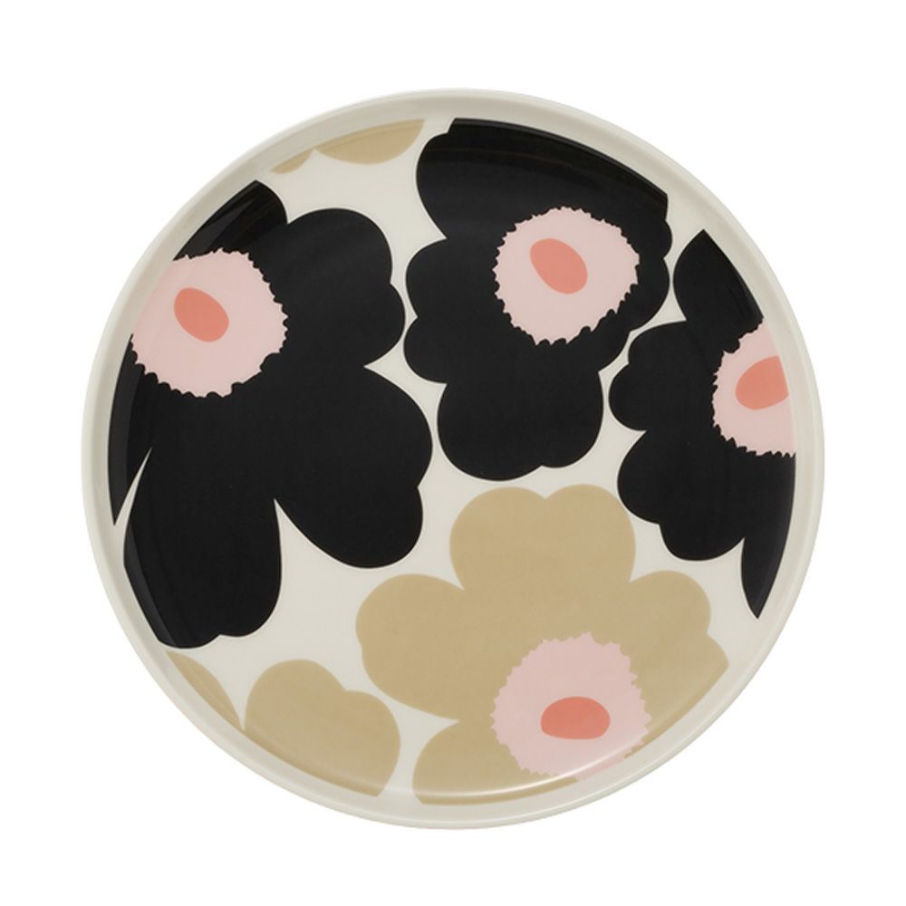 マリメッコ（marimekko） Unikko ウニッコ／けしの花 プレート 20cm ホワイト×チャコール×ピンク 075265-198／26SS