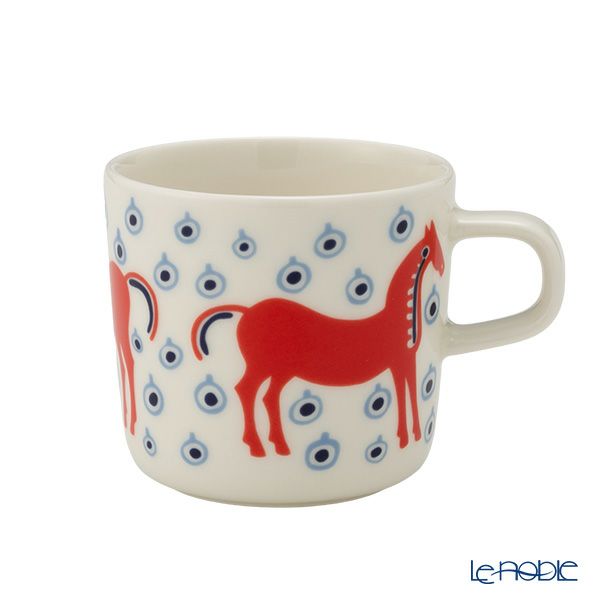 マリメッコ（marimekko） Musta tamma ムスタ タンマ／黒い馬 コーヒーカップ 200ml オレンジ×ライトブルー 075359-135／26SS