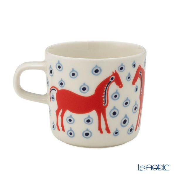 マリメッコ（marimekko） Musta tamma ムスタ タンマ／黒い馬 コーヒーカップ 200ml オレンジ×ライトブルー 075359-135／26SS