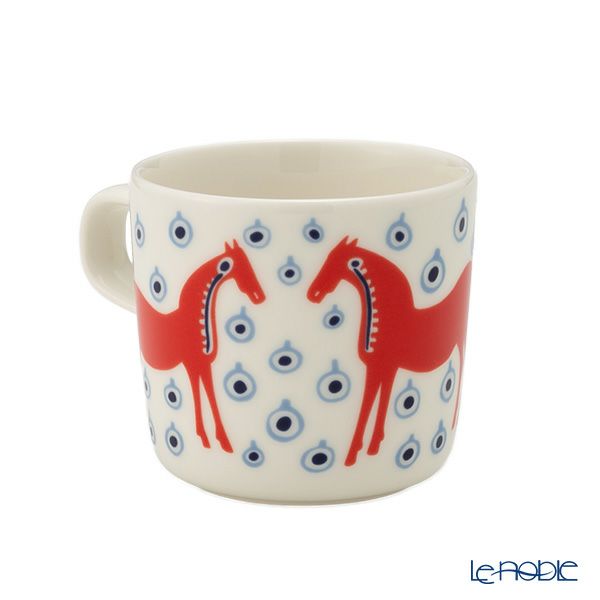 マリメッコ（marimekko） Musta tamma ムスタ タンマ／黒い馬 コーヒーカップ 200ml オレンジ×ライトブルー 075359-135／26SS