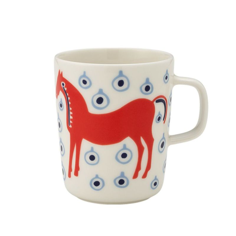 マリメッコ（marimekko） Musta tamma ムスタ タンマ／黒い馬 マグカップ 250ml オレンジ×ライトブルー 075360-135／26SS