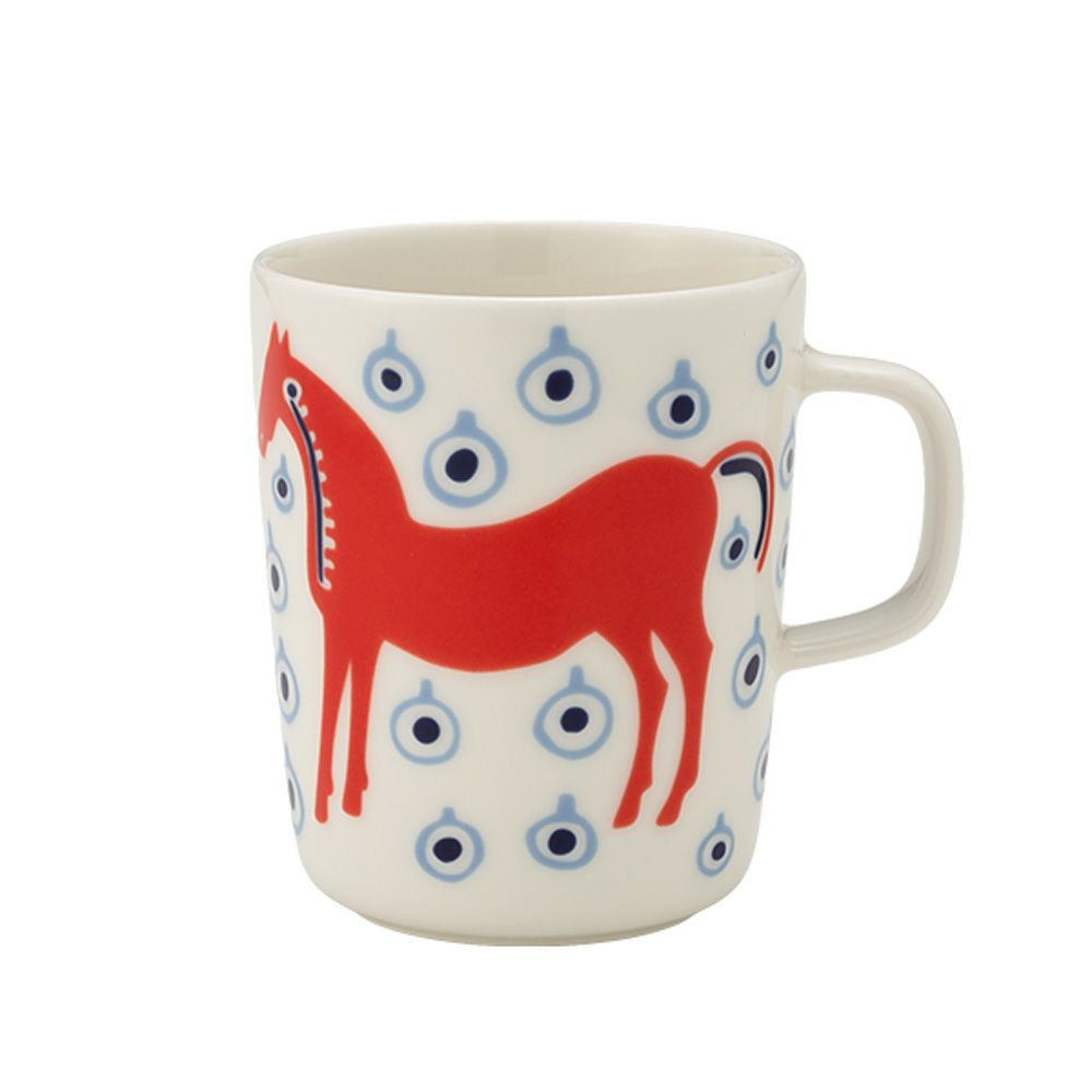 マリメッコ（marimekko） Musta tamma ムスタ タンマ／黒い馬 マグカップ 250ml オレンジ×ライトブルー 075360-135／26SS