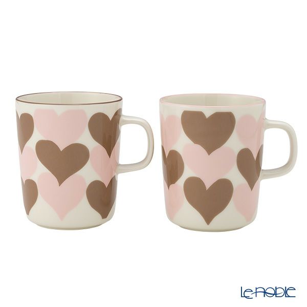 マリメッコ（marimekko）シュダメット マグカップ 色違い ペアセット 250ml ベージュ×ピンク 075363-183／26SS