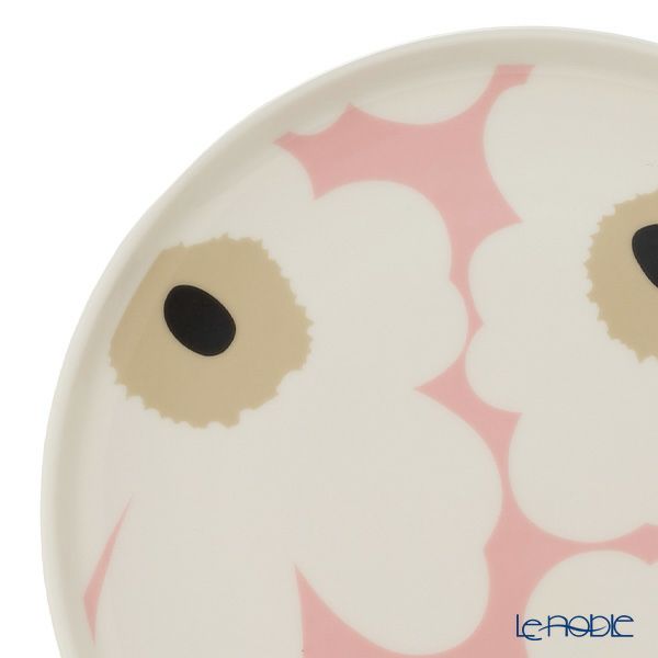 マリメッコ（marimekko） Unikko ウニッコ／けしの花 プレート 20cm ホワイト×ピンク×ベージュ 073954-138／25SS