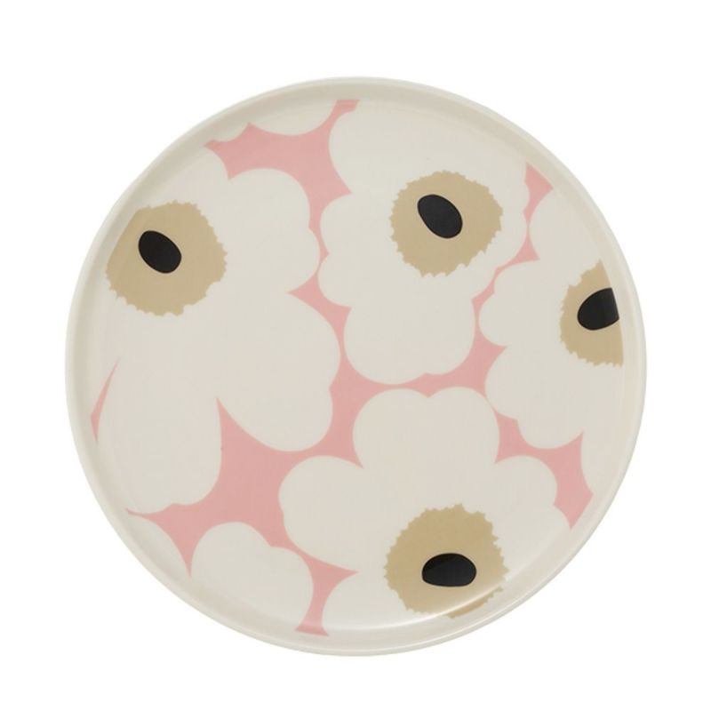 マリメッコ（marimekko） Unikko ウニッコ／けしの花 プレート 20cm ホワイト×ピンク×ベージュ 073954-138／25SS