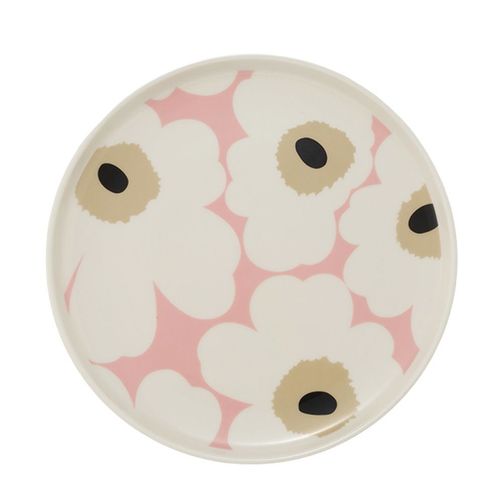 マリメッコ（marimekko） Unikko ウニッコ／けしの花 プレート 20cm ホワイト×ピンク×ベージュ 073954-138／25SS