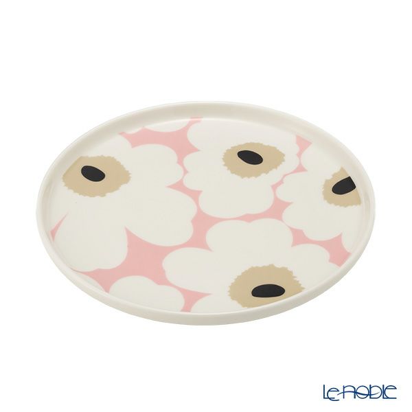 マリメッコ（marimekko） Unikko ウニッコ／けしの花 2点セット プレート 20cm ＆ マグカップ 250ml ホワイト×ピンク×ベージュ