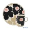 マリメッコ（marimekko） Unikko ウニッコ／けしの花 2点セット プレート 20cm ＆ マグカップ 250ml ホワイト×ピンク×チャコール