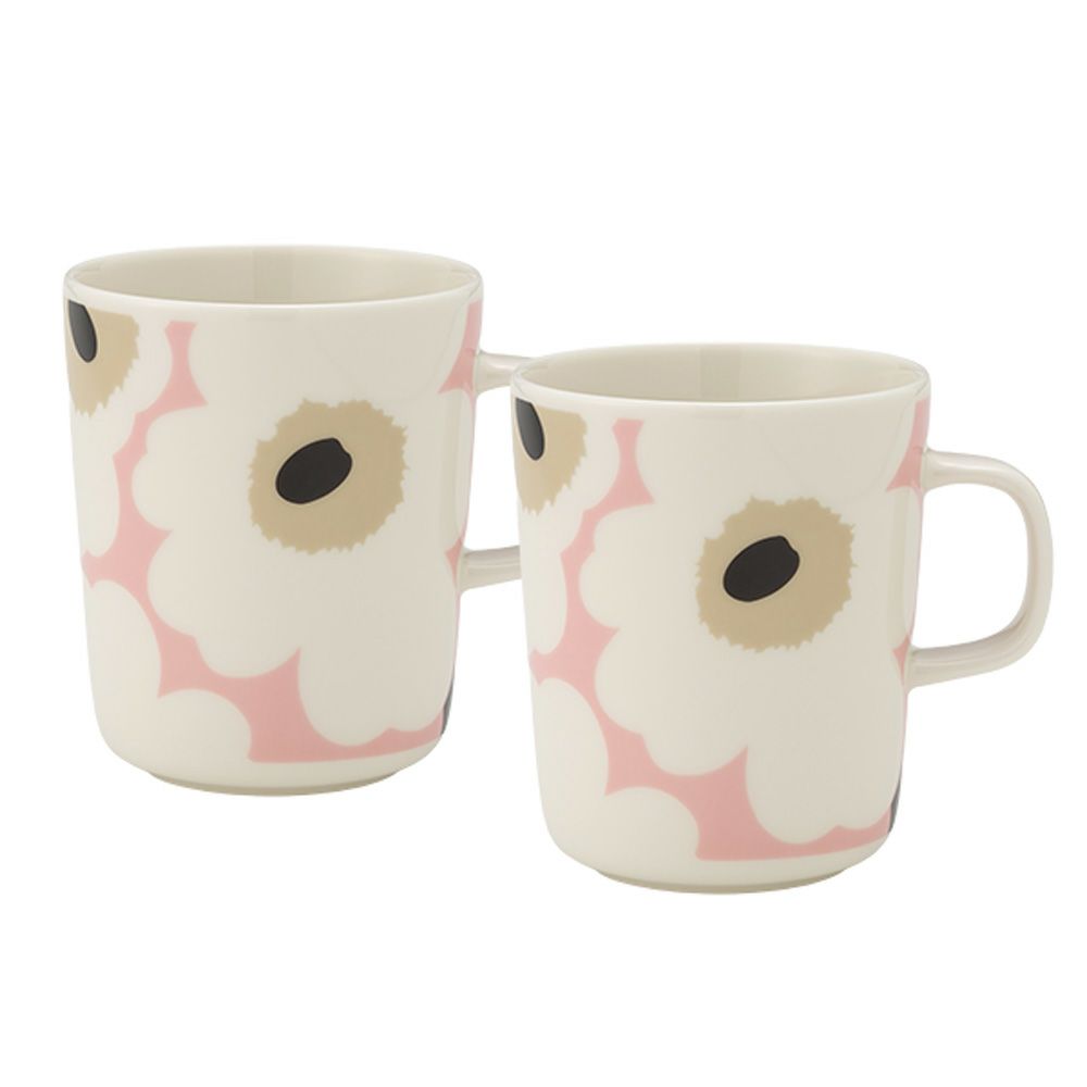 マリメッコ（marimekko） Unikko ウニッコ／けしの花 マグカップ 250ml ホワイト×ピンク×ベージュ ペア