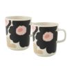 マリメッコ（marimekko） Unikko ウニッコ／けしの花 マグカップ250ml ホワイト×チャコール×ピンク ペア