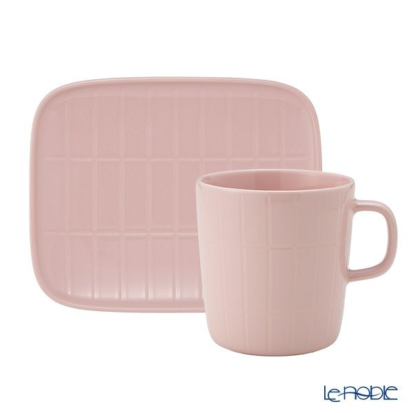 マリメッコ（marimekko） Tiiliskivi ティイリスキヴィ／煉瓦 れんが 2点セットマグカップ 400ml ＆ プレート15.5×12.5cm ライトピンク