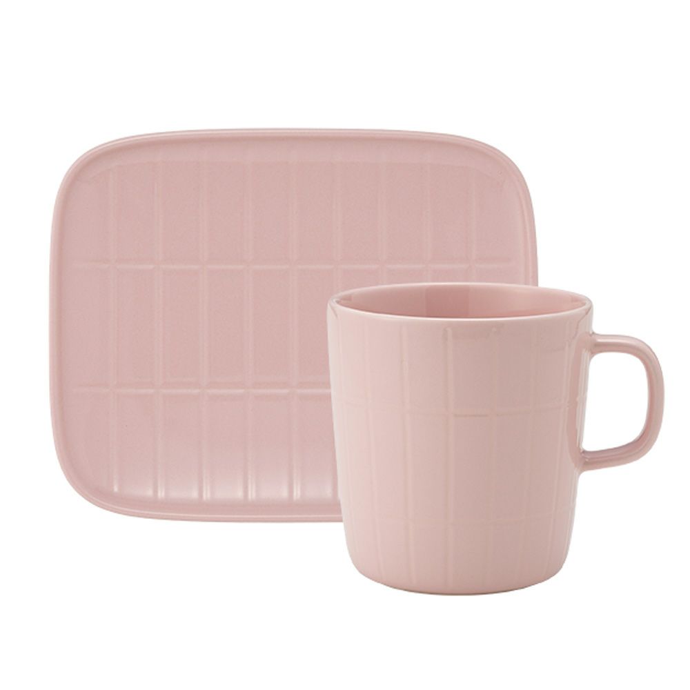 マリメッコ（marimekko） Tiiliskivi ティイリスキヴィ／煉瓦 れんが 2点セットマグカップ 400ml ＆ プレート15.5×12.5cm ライトピンク