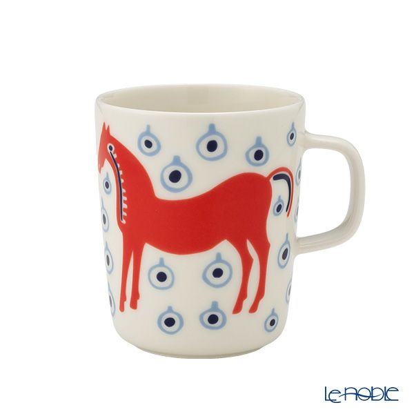 マリメッコ（marimekko） Musta tamma ムスタ タンマ／黒い馬 マグカップ 250ml オレンジ×ライトブルー ペア