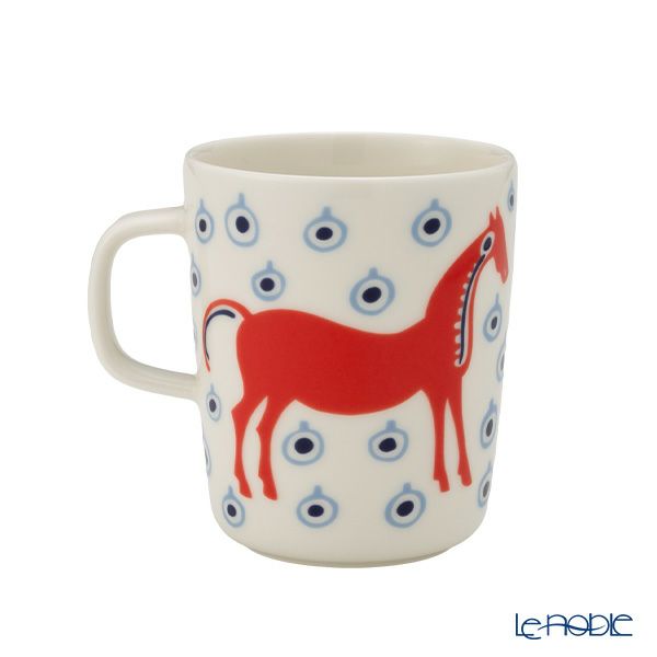 マリメッコ（marimekko） Musta tamma ムスタ タンマ／黒い馬 マグカップ 250ml オレンジ×ライトブルー ペア