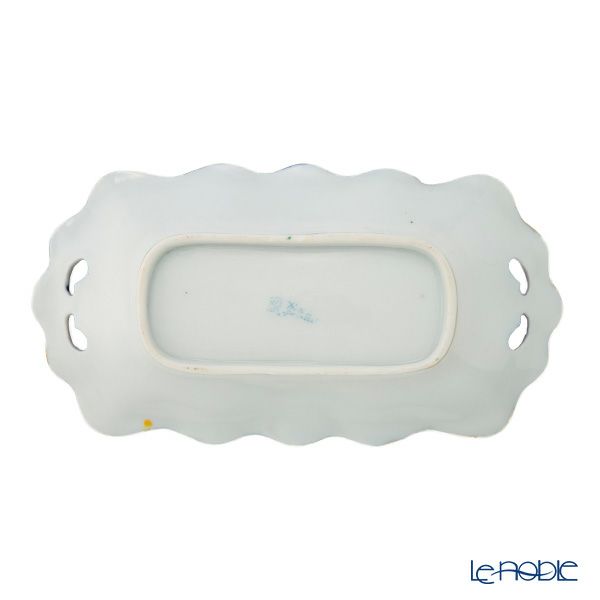 【1点限り】オールドノリタケ 金盛り コバルトジュール 薔薇文両手付長方形型 メープルリーフ印 1891-1912