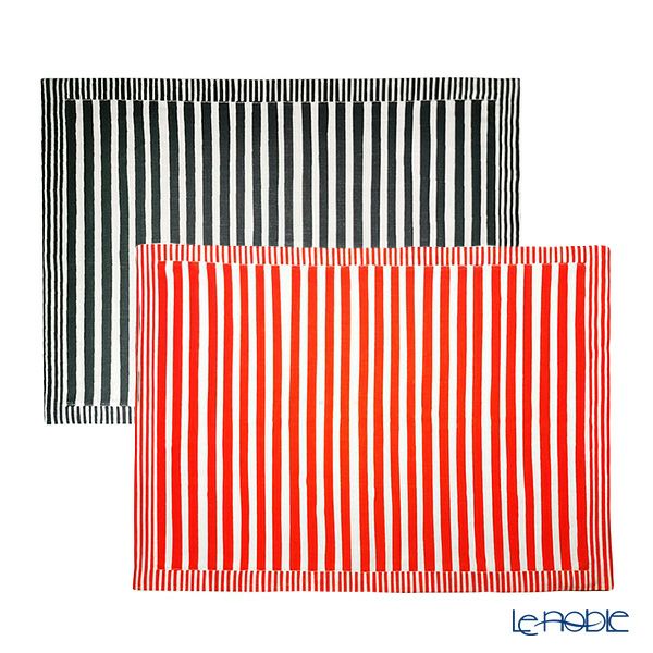 ワオ・ラ・ターブル ミス・オーレリー ランチョンマット 2枚セット レッド＆ブラック 46×33cm リネン製