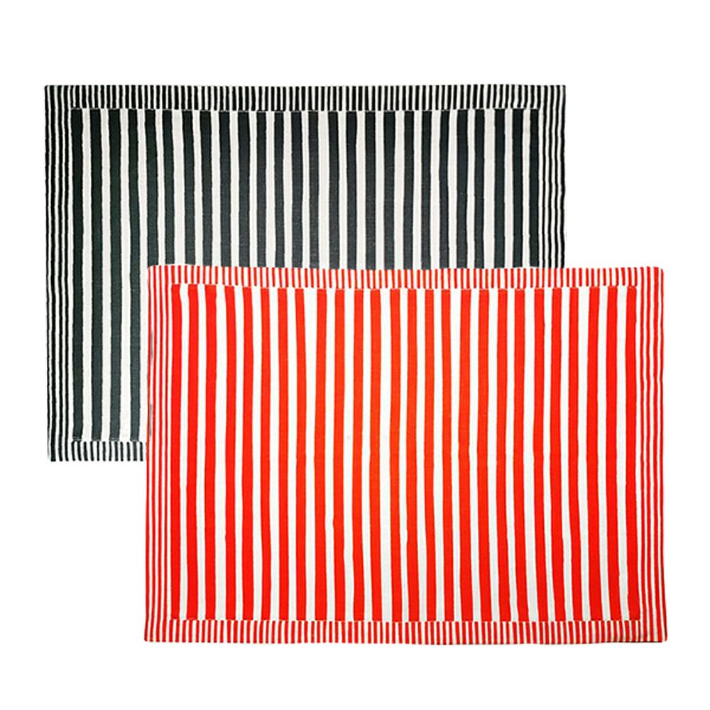 ワオ・ラ・ターブル ミス・オーレリー ランチョンマット 2枚セット レッド＆ブラック 46×33cm リネン製