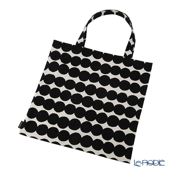 マリメッコ（marimekko） Rasymatto ラシィマット／使い込まれたラグ ファブリックバッグ ホワイト×ブラック 069995-198／20AW コットン