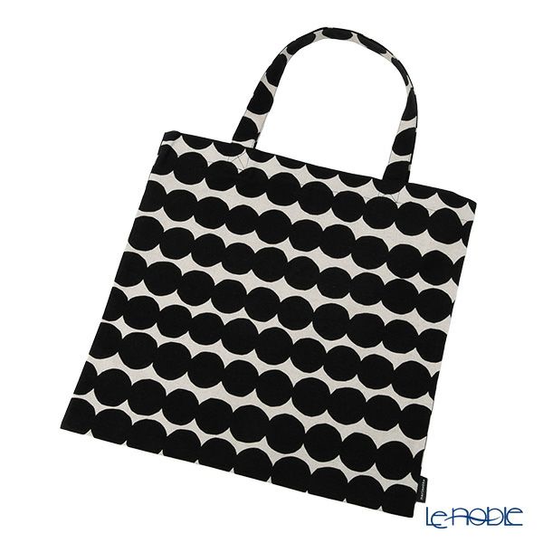 マリメッコ（marimekko） Rasymatto ラシィマット／使い込まれたラグ ファブリックバッグ ホワイト×ブラック 069995-198／20AW コットン