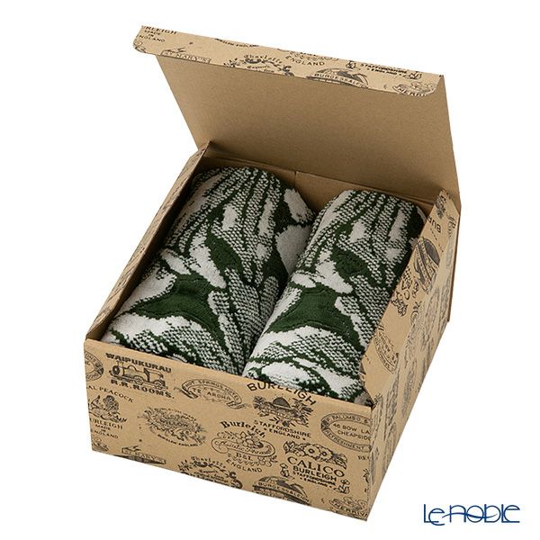 バーレイ グリーンハイビスカス フェイスタオル ペア Burleigh × Bedeck コットン 50×90【大きめサイズ】