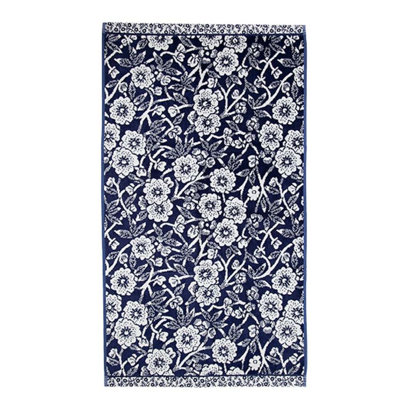 バーレイ ブルーキャリコ フェイスタオル Burleigh × Bedeck コットン 50×90 【大きめサイズ】