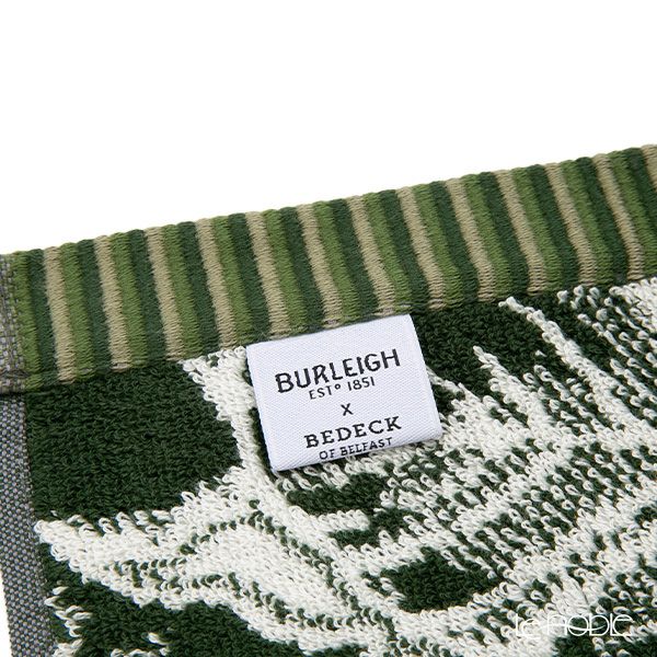 バーレイ グリーンハイビスカス フェイスタオル Burleigh × Bedeck コットン 50×90【大きめサイズ】