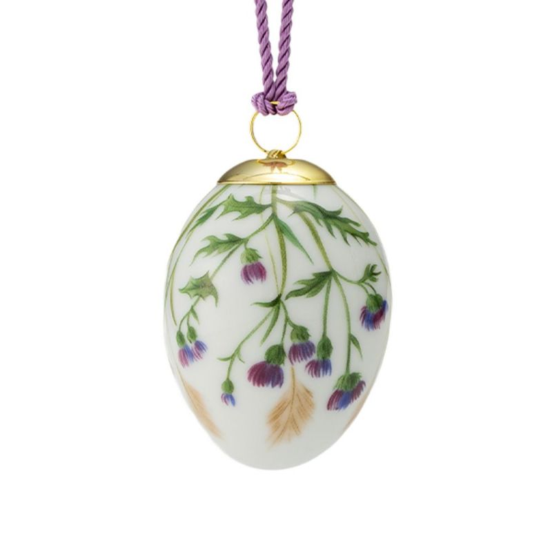 ロイヤルコペンハーゲン（Royal Copenhagen）スプリングコレクション 2026 イースターエッグ シスル（アザミ）スモールフラワー H6cm 1083131※画像の紐のお色は一例※