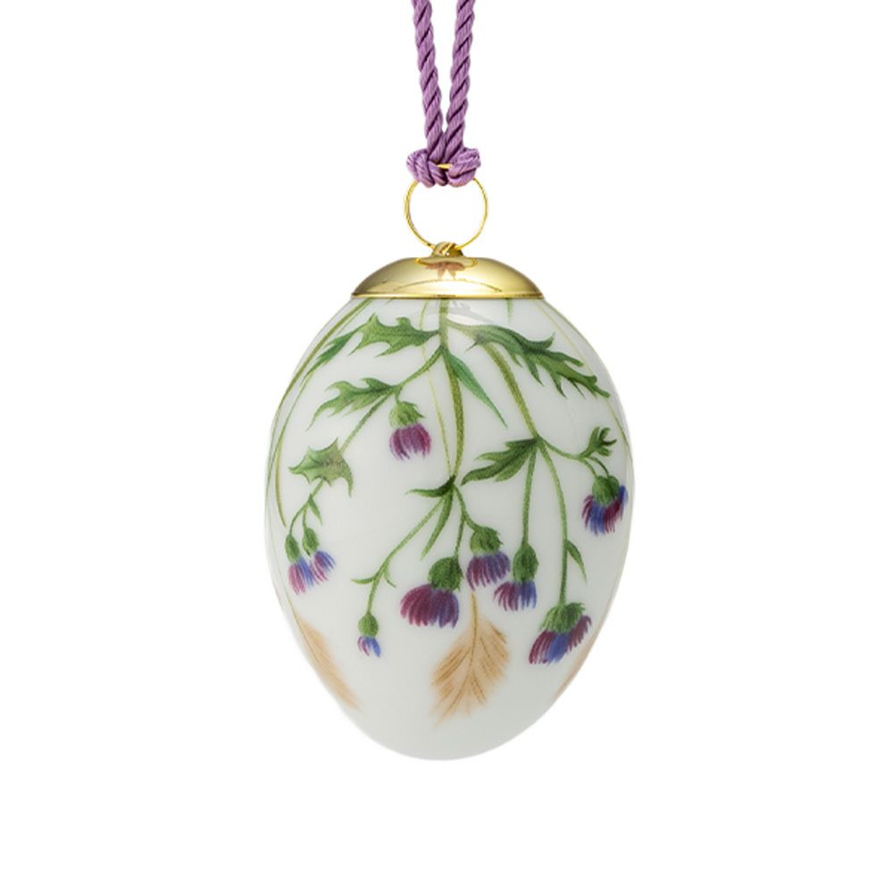 ロイヤルコペンハーゲン（Royal Copenhagen）スプリングコレクション 2026 イースターエッグ シスル（アザミ）スモールフラワー H6cm 1083131※画像の紐のお色は一例※