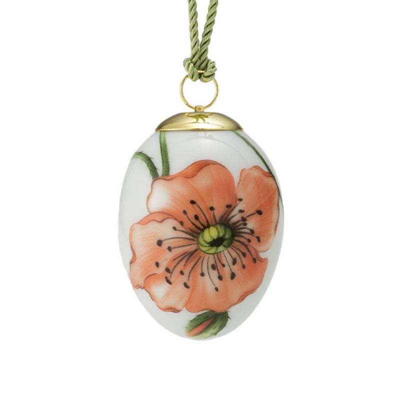 ロイヤルコペンハーゲン（Royal Copenhagen）スプリングコレクション 2026 イースターエッグ ポピー ラージフラワー H6cm 1083132※画像の紐のお色は一例※