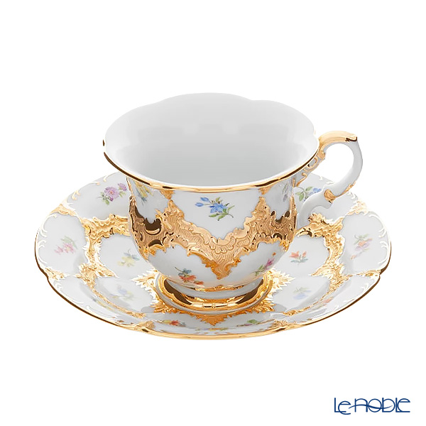 【メーカー取り寄せ商品】マイセン（Meissen） スキャタードフラワ― 金彩縁 B-Form コーヒーカップ＆ソーサー 200ml 010179／15582