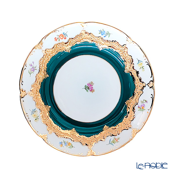 【メーカー取り寄せ商品】マイセン（Meissen） 宮廷の小花 緑金箔 プレート 19cm 014079／15501