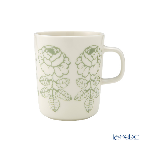マリメッコ（marimekko） Vihkiruusu ヴィヒキルース／ウェディングローズ マグカップ 250ml ホワイト×セージ 075724-160／26SS