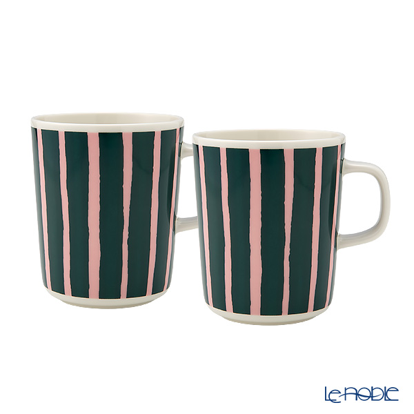 マリメッコ（marimekko） Piccolo ピッコロ／擬音語 マグカップ 250ml ダークグリーン×ピンク ペア 075392-136／26ss