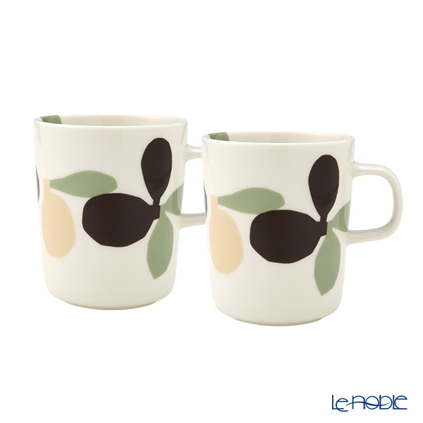 マリメッコ（marimekko） Omppo オンッポ／リンゴ マグカップ 250ml セージ×ブラウン ペア 075722-169／26SS