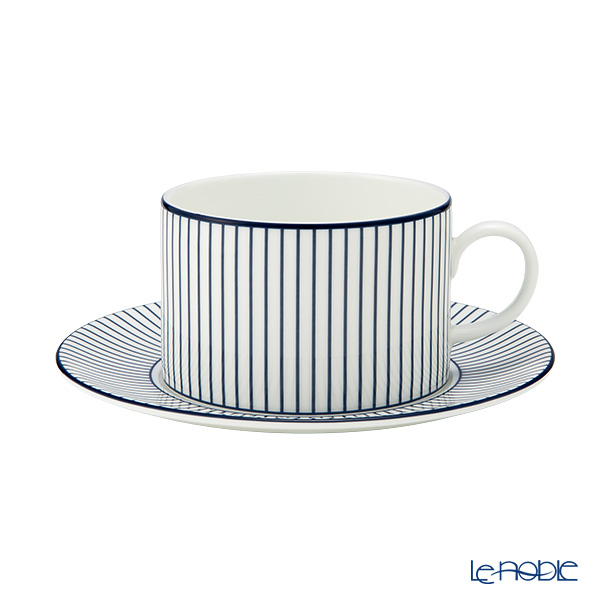 ウェッジウッド（Wedgwood） ジオブルー ティーカップ＆ソーサー 250ml ピンストライプ ホワイト
