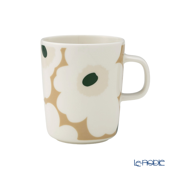 マリメッコ（marimekko） Unikko ウニッコ／けしの花 マグカップ 250ml ホワイト×ベージュ×ダークグリーン 075868-188／26AW