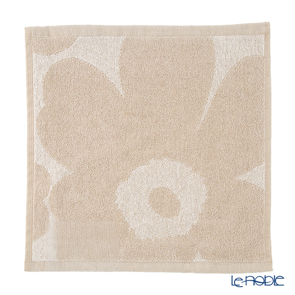 マリメッコ（marimekko） Unikko ウニッコ／けしの花 ミニタオル ホワイト×リネン 30×30cm コットン 075928-180／26AW