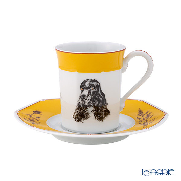 エルメス（HERMES） シャス（シアン ダレ＆シアン クーラン） イエロー コーヒー・ティー兼用 カップ＆ソーサー コッカースパニエル