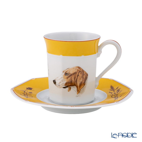 エルメス（HERMES） シャス（シアン ダレ＆シアン クーラン） イエロー コーヒー・ティー兼用 カップ＆ソーサー ポワトバン